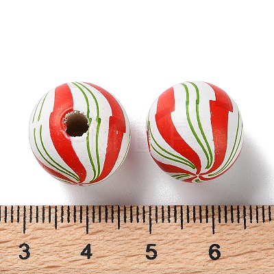 Printed Wood European Beads WOOD-Z002-10B-1