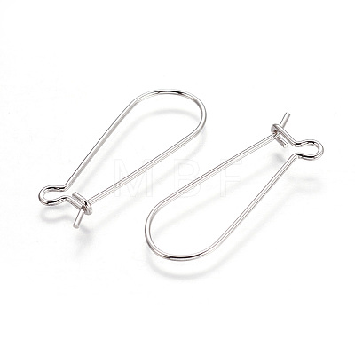 Rhodium Plated 925 Sterling Silver Earring Hoop Findings Kidney Wires Hooks 33x12.7mm Leverback Earrings STER-I005-07P-1