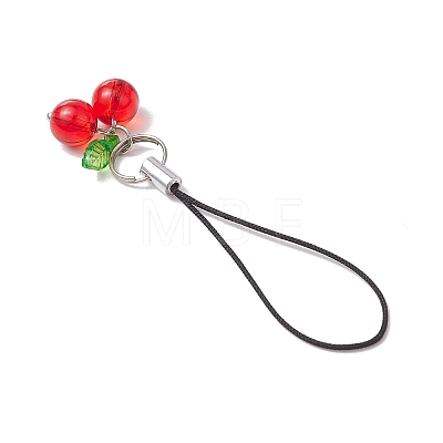 Cherry Glass & Acrylic Mobile Straps HJEW-JM02934-1