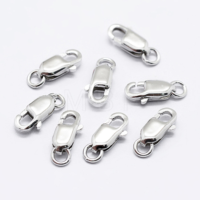 Rhodium Plated 925 Sterling Silver Lobster Claw Clasps STER-K167-075E-P-1