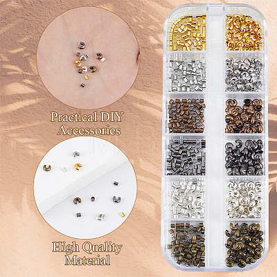 600Pcs Brass & Iron Crimp Beads Covers DIY-PA0001-73-1