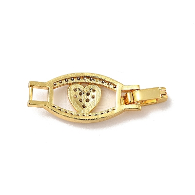 Heart Rack Plating Brass Micro Pave Clear Cubic Zirconia Watch Band Clasps ZIRC-H125-17G-1
