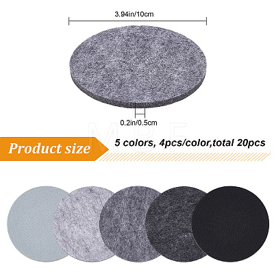 20Pcs 5 Colors Flat Round Wool Felt Cup Mat DIY-CP0008-33-1