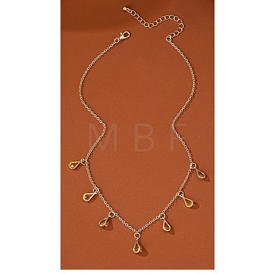 Alloy Topaz Rhinestone Teardrop Pendant Bib Necklaces FS-WG07C6E-01-1