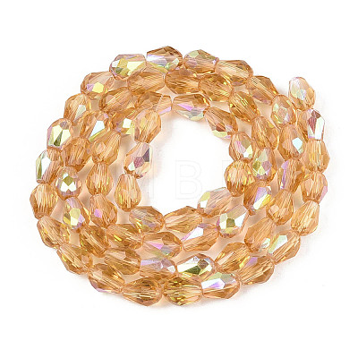 Transparent Electroplate Glass Beads Strands EGLA-N023-6x8mm-A05-1