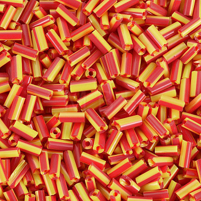 Opaque Colours Two Tone Seed Glass Bugle Beads SEED-T006-02A-05-1