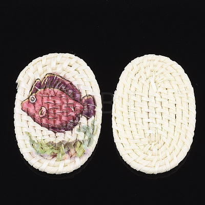 Handmade Reed Cane/Rattan Woven Beads WOVE-T006-116-1