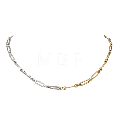 5MM Two Tone 304 Stainless Steel Figaro Chain Necklaces for Women NJEW-JN05966-1