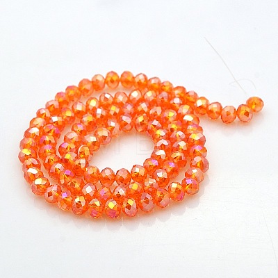 AB Color Plated Faceted Rondelle Electroplate Glass Beads Strands GLAA-A024D-AB10-1