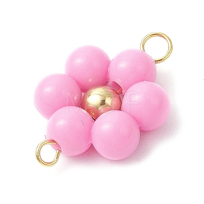 Acrylic Round Beaded Flower Connector Charms PALLOY-JF03846-01-1