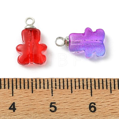 Transparent Spray Paint Glass Pendants PALLOY-JF05403-1
