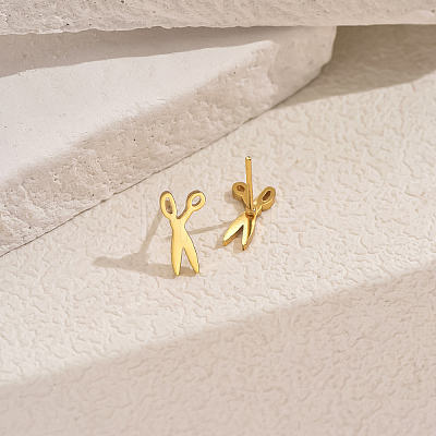 Scissor Stainless Steel Stud Earrings LP1180-1