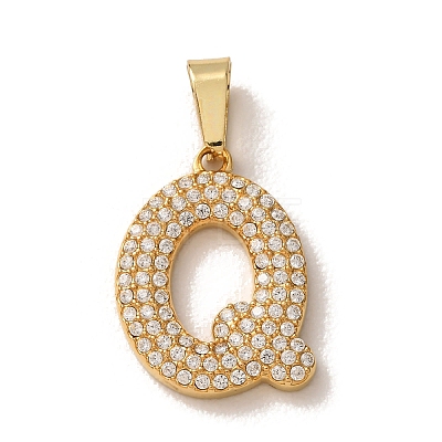 304 Stainless Steel Micro Pave Clear Cubic Zirconia Pendants CU-CBA703A-05G-Q-1