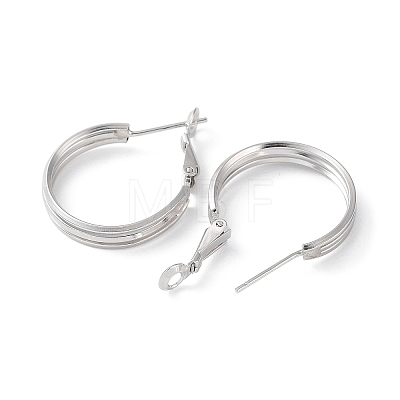 Rhodium Plated 925 Sterling Silver Hoop Earrings EJEW-K258-13P-1