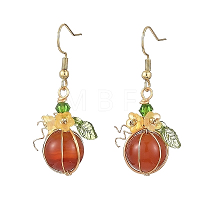 Thanksgiving Day and Halloween Theme Glass & Acrylic Beads Dangle Earrings EJEW-JE07526-1