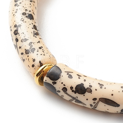 Acrylic Curved Tube Beaded Stretch Bracelet BJEW-JB08443-05-1