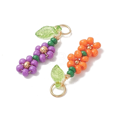 8Pcs Glass Seed Beaded Pendants PALLOY-MZ01329-1