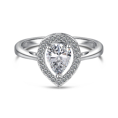 925 Sterling Silver Micro Pave Cubic Zirconia Finger Rings FS-WGBB1F3-06-1