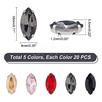 100Pcs 5 Colors Sew on Rhinestone RGLA-DC0001-01-1