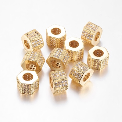 Brass Cubic Zirconia Beads ZIRC-F001-124G-1