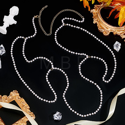 Resin Imitation Pearl Beaded Chain Tassel Shoulder Chains AJEW-WH0470-63-1