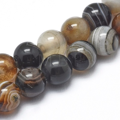 Natural Striped Agate/Banded Agate Beads Strands G-I254-03A-1