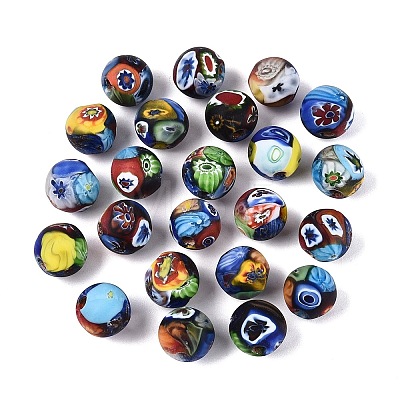 Handmade Millefiori Glass Lampwork Round Beads LA-N001-01B-13MM-1