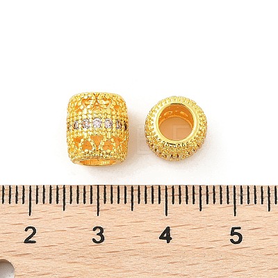 Brass Micro Pave Cubic Zirconia European Beads KK-P297-05G-04-1