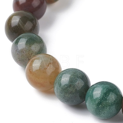 Natural Indian Agate Round Beaded Stretch Bracelets BJEW-TA00410-02-1