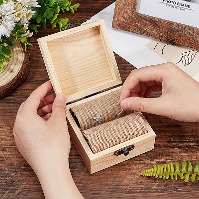 Square Wooden Finger Ring Storage Boxs CON-WH0086-062-1