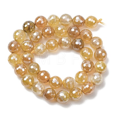 Electroplated Natural Agate Beads Strands G-B191-A07-10mm-08-1