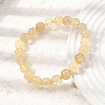 Natural Gold Rutilated Quartz(Dyed & Heated) Round Beaded Stretch Bracelets for Women GG-CBA3F02-05-1