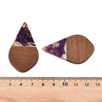 Transparent Resin and Walnut Wood Pendants RESI-T057-06H-1