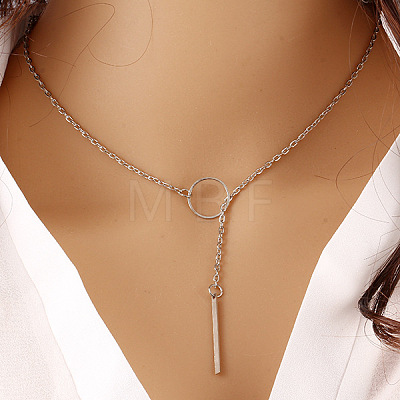 Alloy Ring & Stick Lariat Necklaces for Women WG56D22-02-1