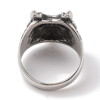 Viking 304 Stainless Steel Wolf Head Wide Finger Rings for Mens RJEW-U005-16B-AS-1