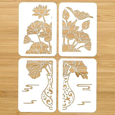 4Pcs 4 Styles PET Hollow Out Drawing Painting Stencils DIY-WH0416-0008-1