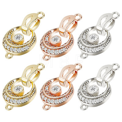 CHGCRAFT  6Pcs 3 Colors Brass Fold Over Clasp with Crystal Rhinestone KK-CA0002-70-1