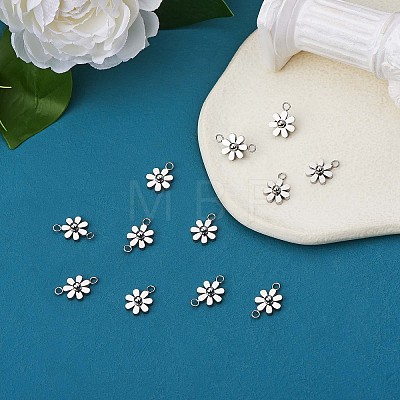 10Pcs 430 Stainless Steel Small Flower Connector Charms JX237A-1
