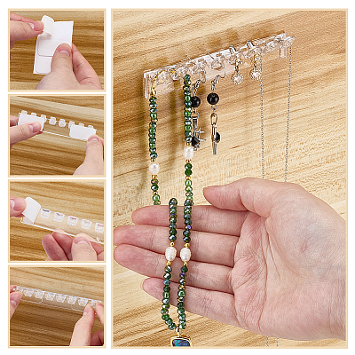 4 Sets Plastic Necklace and Bracelet Wall Mount Storage Hook AJEW-PH0008-97-1