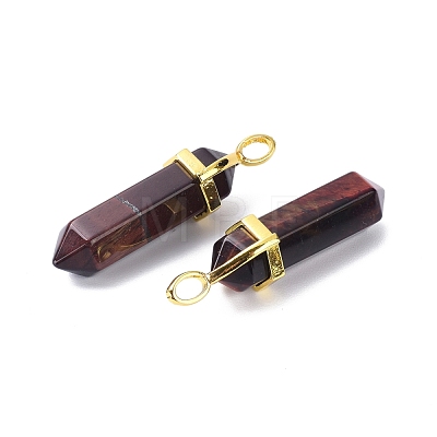 Natural Tiger Eye Pointed Pendants G-G025-01G-37-1