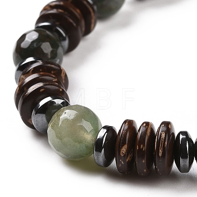 4Pcs Natural Crackle Agate & Indian Agate & Natural Agate & Synthetic Hematite and Coconut Beads Stretch Bracelets Set for Women Men BJEW-JB08937-1