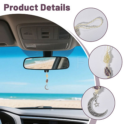 2Pcs Nuggets Natural Amethyst & Citrine Hanging Suncatchers AJEW-GL0003-29-1