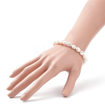 Natural Pearl Beaded Stretch Bracelet for Women BJEW-JB08868-01-1