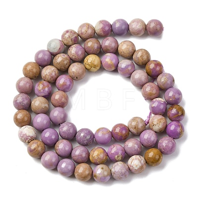Natural Lepidolite/Purple Mica Stone Beads Strands G-K401-A01-6mm-1