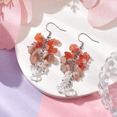 Natural Agate Earrings EJEW-TA00462-02-1