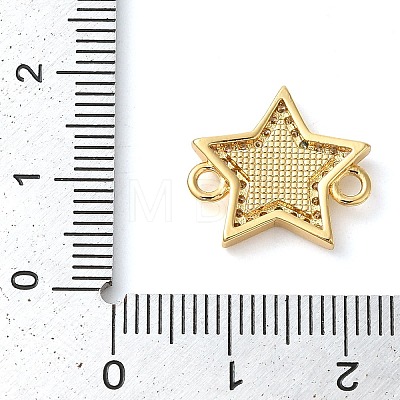 Rack Plating Brass Micro Pave Clear Cubic Zirconia Star Connector Charms KK-K385-097G-1