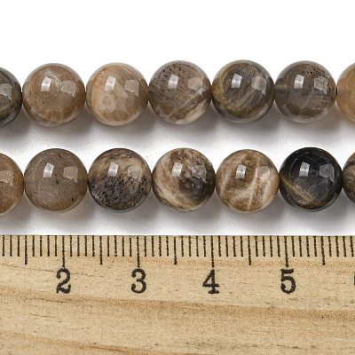 Natural Black Moonstone Beads Strands G-Q183-A01-01-1