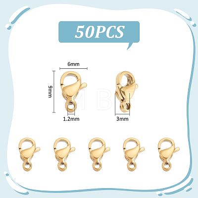 PVD Vacuum Plating 304 Stainless Steel Lobster Claw Clasps STAS-UN0018-95B-G-1