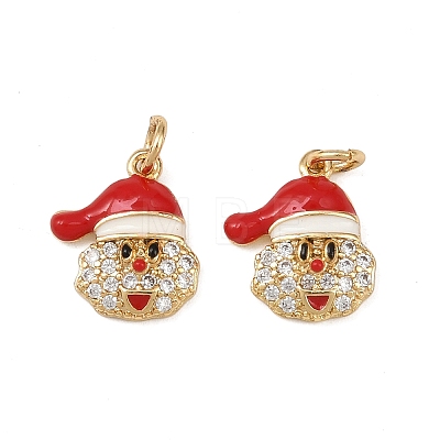 Christmas Brass Micro Pave Cubic Zirconia Enamel Charms KK-L255-19G-05-1