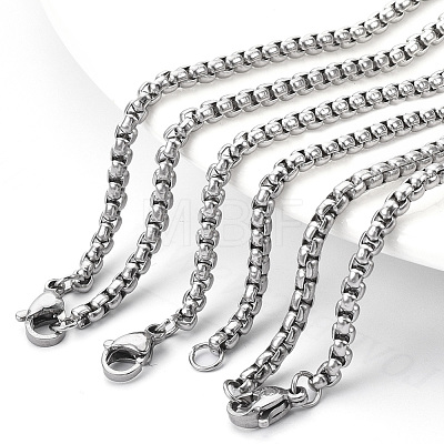 Non-Tarnish 201 Stainless Steel Box Chain Necklace STAS-S105-JN929-1-45-1